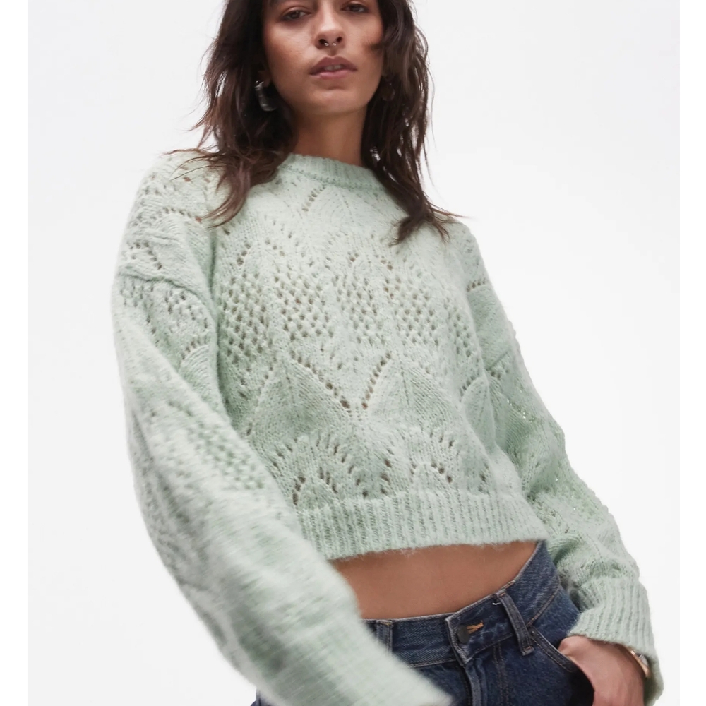 Worn once. Topshop Pointelle Crewneck Sweater Size M